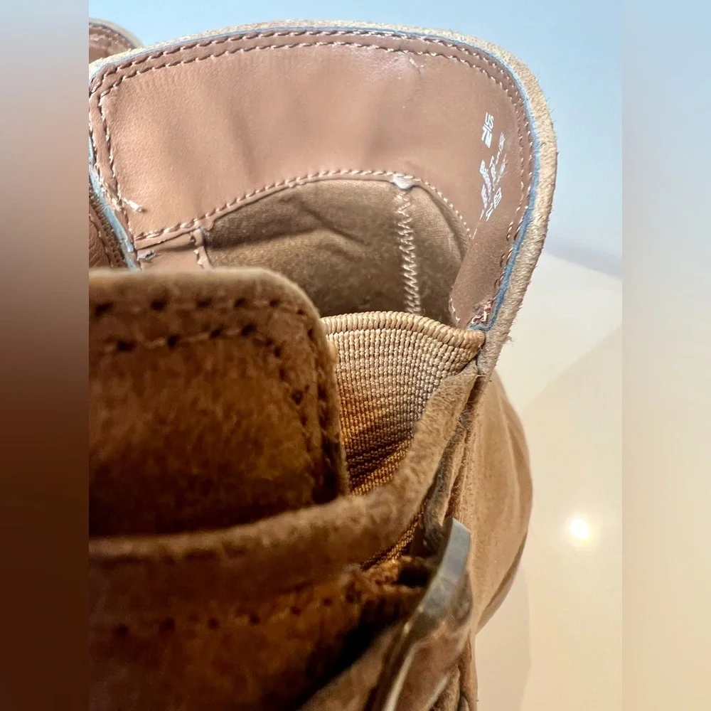 Fergalicious BRAWN Brown Tan Booties Heel Size 7 Zip Up - Picture 9 of 10